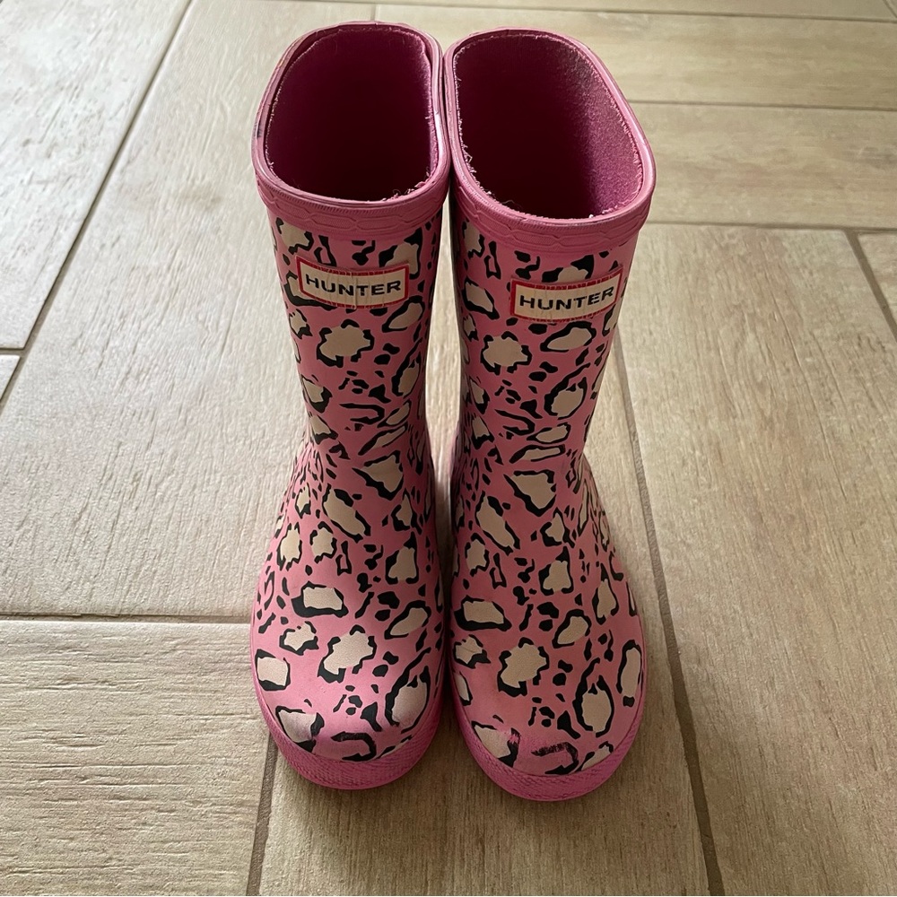 Toddler girl Hunter Rain Boots size 10 Pink Leopard